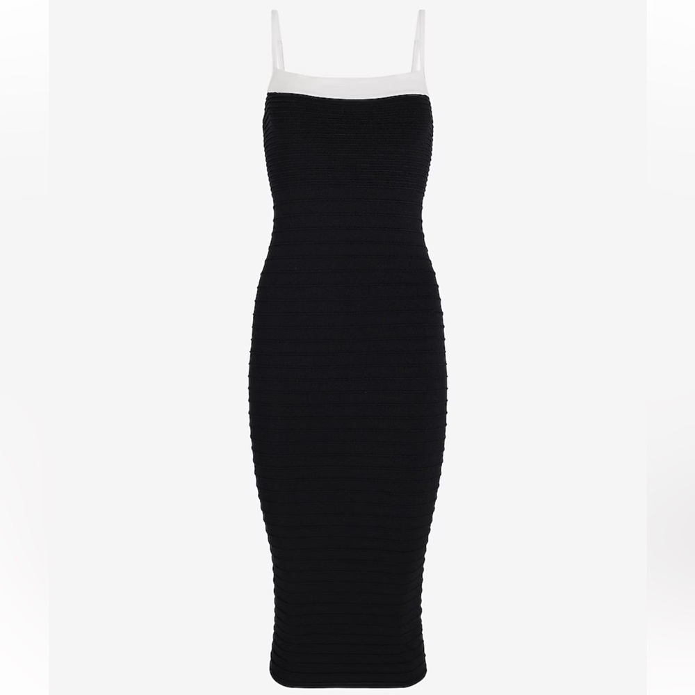 Express Body Contour Ribbed Tipped Midi Sweater Dress black size small NWT